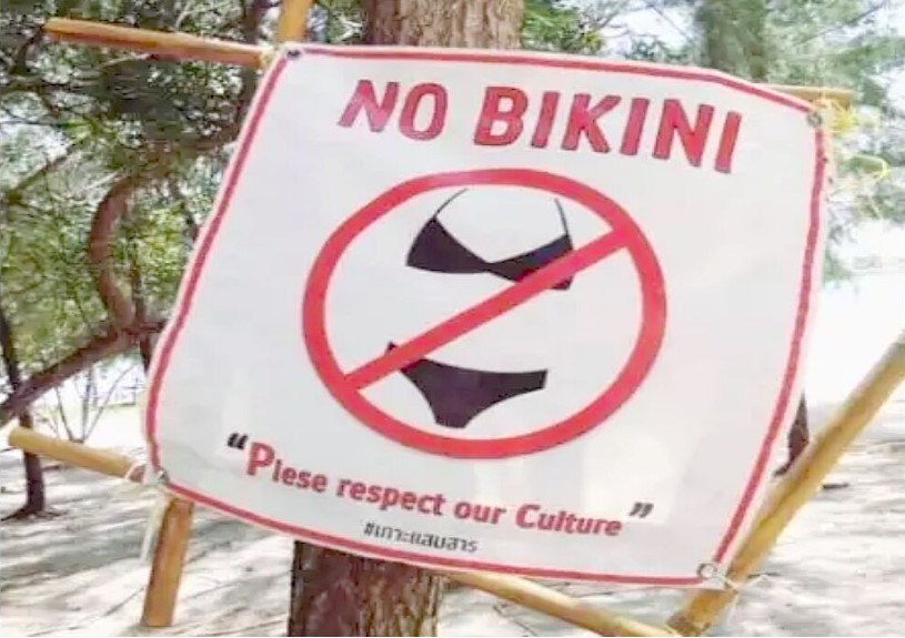 Royal Thai Navy explains signs on Ko Samae San banning bikinis